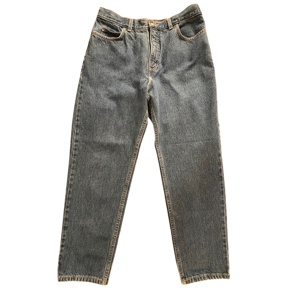 Lands End Straight Leg Jeans Womens 12P Blue Excellent 100% Cotton High Rise